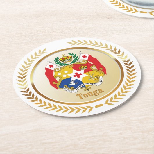 Tonga-Wappen Runder Pappuntersetzer (Angewinkelt)