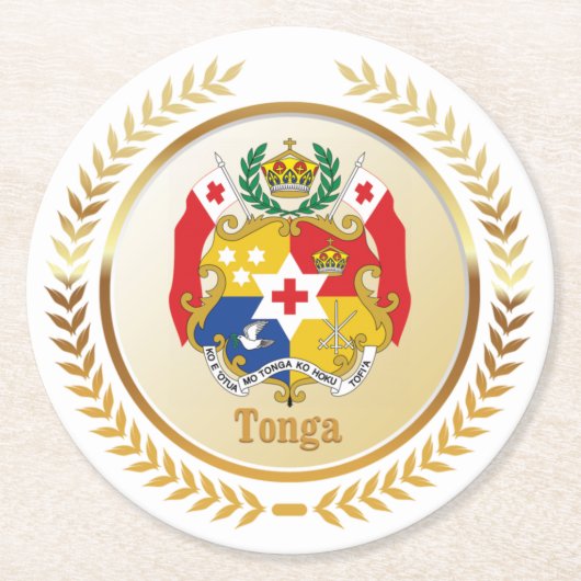 Tonga-Wappen Runder Pappuntersetzer (Vorderseite)