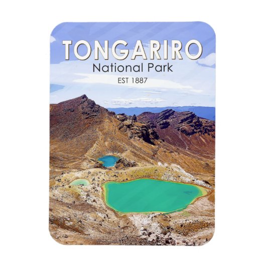 Tongariro Nationalpark Neuseeland Vintag Magnet (Vertikal)