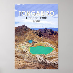 Tongariro Nationalpark Neuseeland Vintag Poster