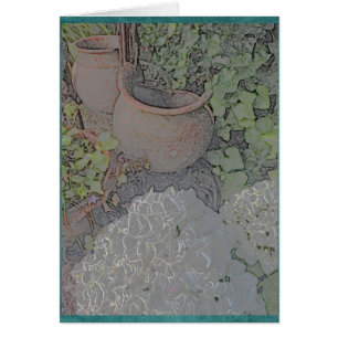 Tongefäße und weißer Hydrangea