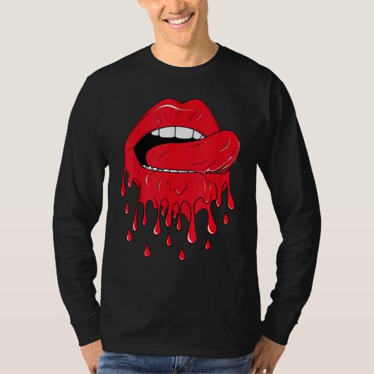 Tongue Licking Red Melting Lips Vintage T-Shirt (Vorderseite)