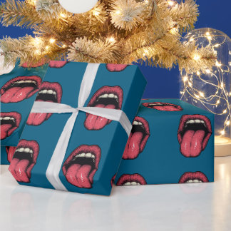 TONGUE LIPS FUNNY WRAPPING PAPER GESCHENKPAPIER