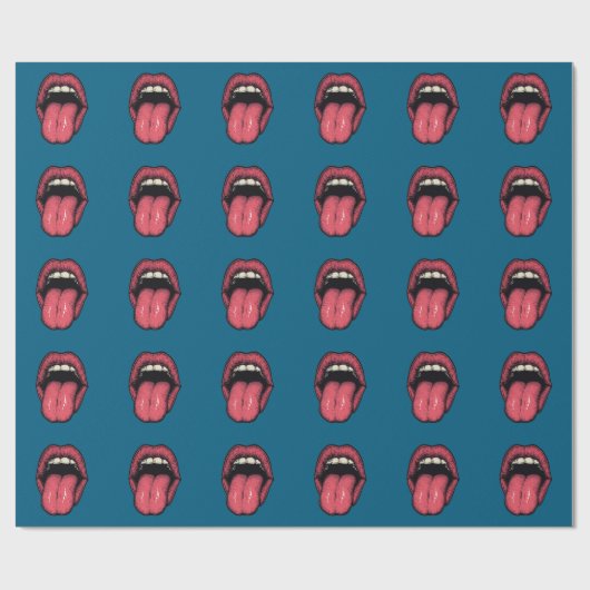 TONGUE LIPS FUNNY WRAPPING PAPER GESCHENKPAPIER (Flach)
