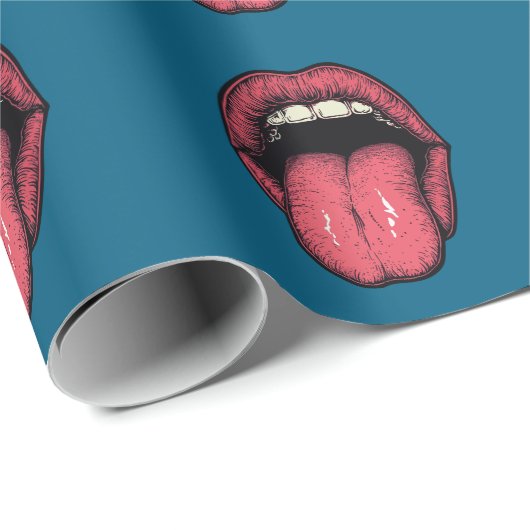 TONGUE LIPS FUNNY WRAPPING PAPER GESCHENKPAPIER (Rolleneckpunkt)