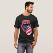 Tongue Lips Patriotic Usa Flag 4Th Of July Merica T-Shirt (Vorne ganz)
