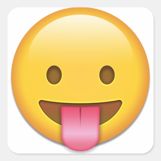 Tongue-Out Cheeky Emoji Quadratischer Aufkleber (Vorderseite)