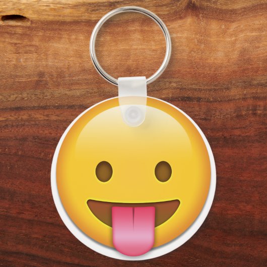 Tongue-Out Cheeky Emoji Schlüsselanhänger (Vorderseite)