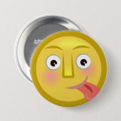 Tongue Out Emoji Funny Goofy Face Button (Vorne & Hinten)