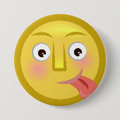Tongue Out Emoji Funny Goofy Face Button (Vorderseite)