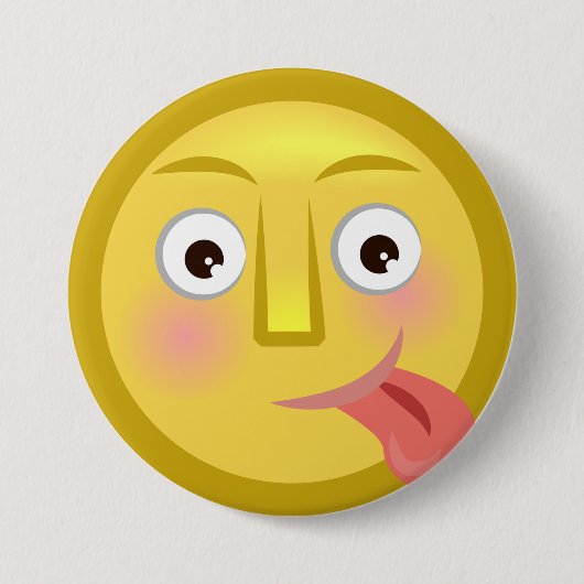 Tongue Out Emoji Funny Goofy Face Button (Vorderseite)