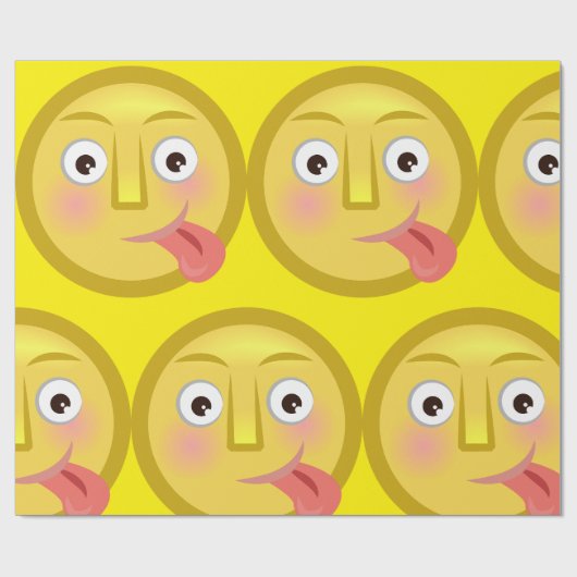 Tongue Out Emoji Funny Goofy Face Geschenkpapier (Flach)