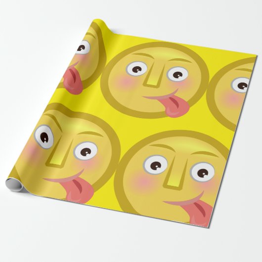 Tongue Out Emoji Funny Goofy Face Geschenkpapier (Ungerollt)