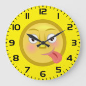 Tongue Out Emoji Funny Goofy Face Große Wanduhr (Vorderseite)