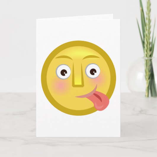 Tongue Out Emoji Funny Goofy Face Karte (Vorderseite)