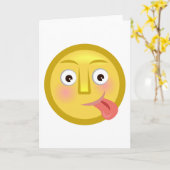 Tongue Out Emoji Funny Goofy Face Karte (Gelbe Blume)