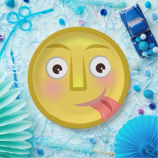 Tongue Out Emoji Funny Goofy Face Pappteller (Party)