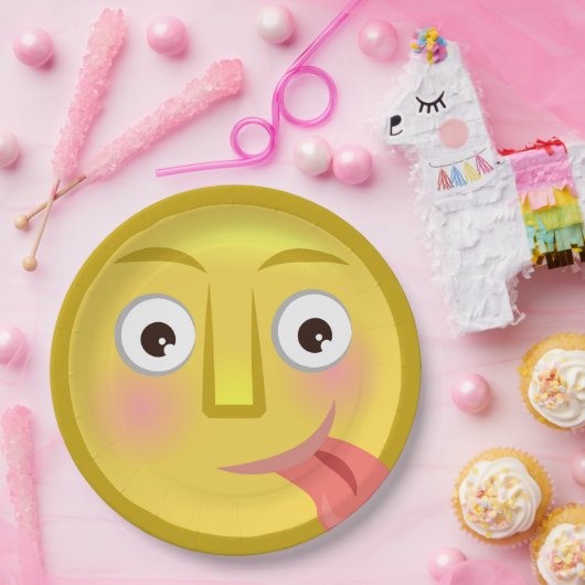 Tongue Out Emoji Funny Goofy Face Pappteller (Party)