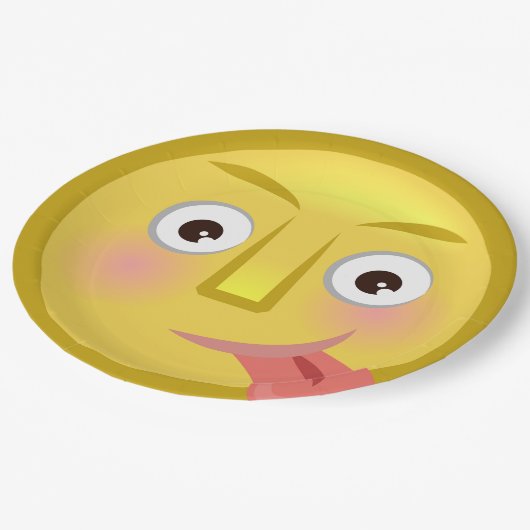 Tongue Out Emoji Funny Goofy Face Pappteller (Schrägansicht)
