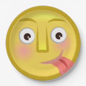 Tongue Out Emoji Funny Goofy Face Pappteller (Vorderseite)