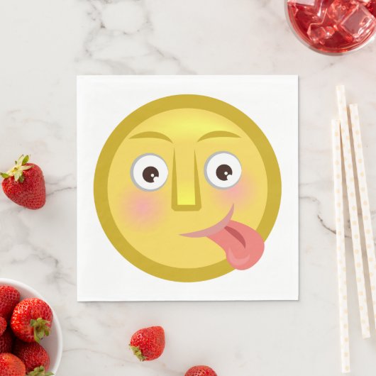 Tongue Out Emoji Funny Goofy Face Serviette (Beispiel)