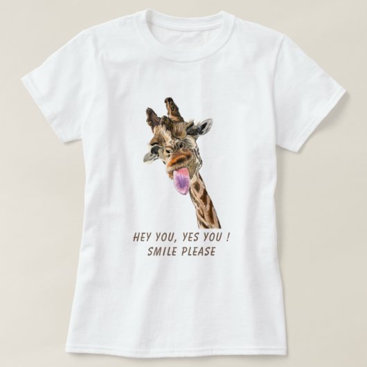 Tongue Out Giraffe Funny T - Shirt - Benutzerdefin (Design vorne)