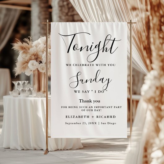 Tonight we celebrate wedding rehearsal dinner sign wandteppich