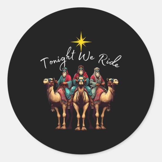 Tonight We Ride Christmas, 3 Wise Men, Christian C Runder Aufkleber (Vorderseite)