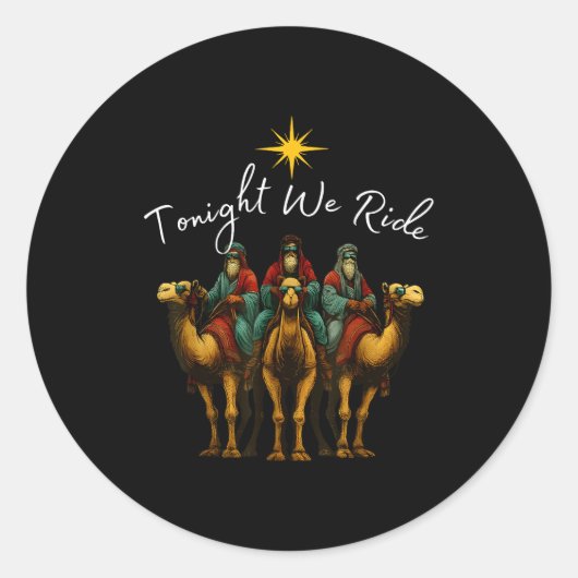 Tonight We Ride Christmas, 3 Wise Men, Christian C Runder Aufkleber (Vorderseite)
