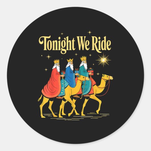 Tonight We Ride Christmas, 3 Wise Men, Christian C Runder Aufkleber (Vorderseite)