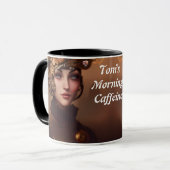Toni's Personalisiert anpassbares Koffein am Morge Tasse (Vorderseite Links)