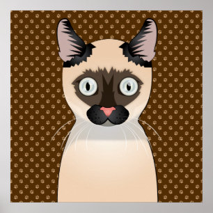 Tonkinese Cat Cartoon Paws Poster
