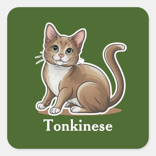 Tonkinese Quadratischer Aufkleber (Vorderseite)
