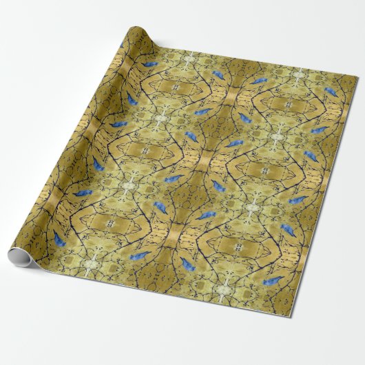 Tonkinson - Bluebird ii gold gift wrap Cadeaupapie Geschenkpapier (Ungerollt)