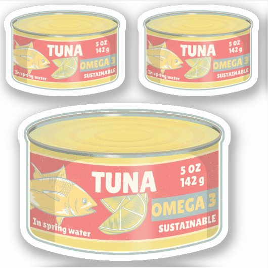 Tonne Thunfischkonserven Aufkleber (Vorderseite)