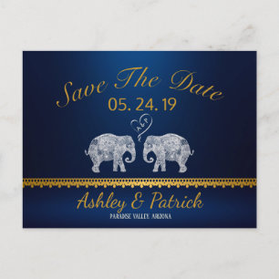 TONNEN LIEBE-Elefant Couple Indian Save the Date Ankündigungspostkarte