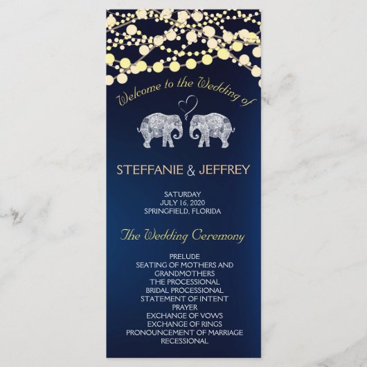 TONNEN LIEBE-/Elefantenabendlicht Hochzeitsprogram Programm (Vorderseite)