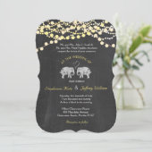 TONNEN LIEBE/Elephant Chalkboard Lights Wedding Einladung (Stehend Vorderseite)