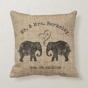 TONNEN LIEBE Elephant Couple Custom Wedding Gift Kissen