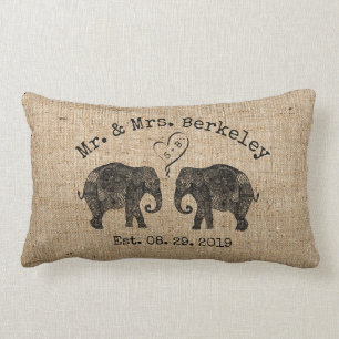 TONNEN LIEBE Elephant Couple Custom Wedding Gift Lendenkissen