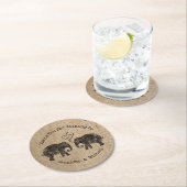 TONNEN LIEBE | Elephant Couple Gastgeschenk Hochze Runder Pappuntersetzer (Vor Ort)