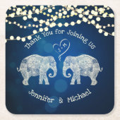 TONNEN LIEBE Elephant Couple Gastgeschenk Hochzeit Rechteckiger Pappuntersetzer (Vorderseite)