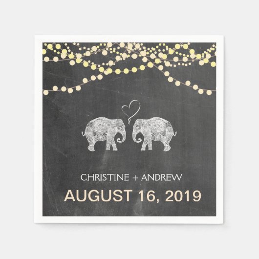 TONNEN LIEBE-Elephant-Leuchtenfolge mit benutzerde Serviette (Vorderseite)