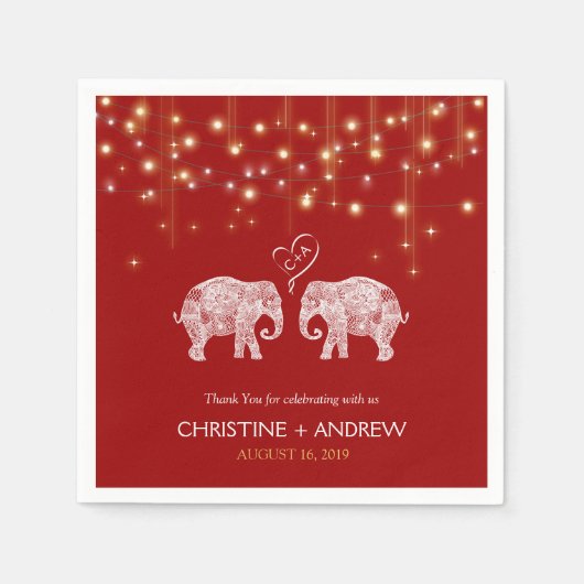 TONNEN LIEBE / Elephant String Lights Custom Serviette (Vorderseite)