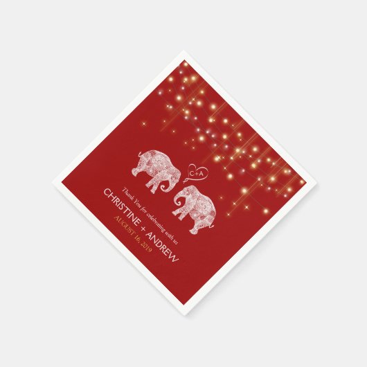 TONNEN LIEBE / Elephant String Lights Custom Serviette (Ecke)