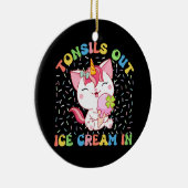 Tonsille draußen, Eiscreme rein | Unicorn Cat Keramik Ornament (Rechts)