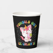 Tonsille draußen, Eiscreme rein | Unicorn Cat Pappbecher (Rückseite)