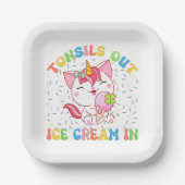 Tonsille draußen, Eiscreme rein | Unicorn Cat Pappteller (Vorderseite)