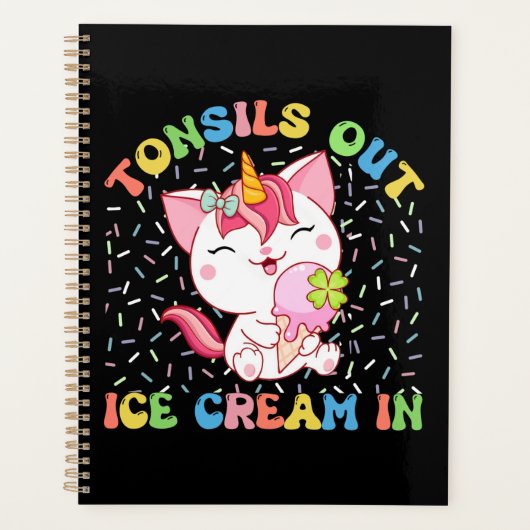 Tonsille draußen, Eiscreme rein | Unicorn Cat Planer (Vorderseite)