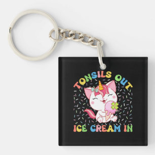 Tonsille draußen, Eiscreme rein Unicorn Cat Schlüsselanhänger